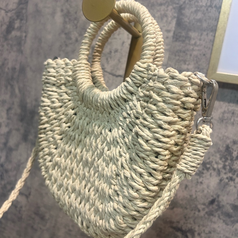 Woven Straw Half Moon Bag – Summer Rattan Crossbody Purse for Women - Picture 5 of 6